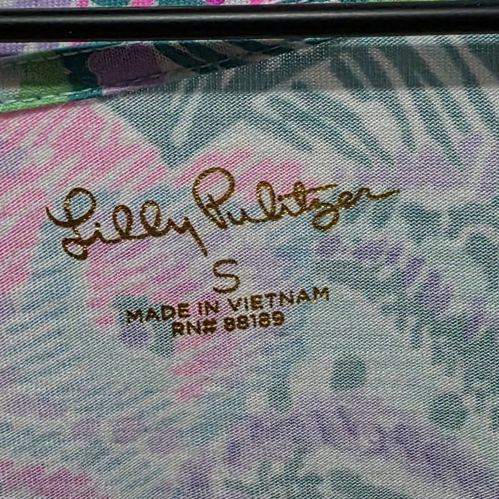 Lilly Pulitzer Pink and Green Mini Dress Vibrant Floral Design - Picture 3 of 9